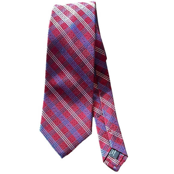 Jos. A. Bank Other - JOS. A. BANK Signature Collection Silk Neck Tie Blue Silver Red Strips 58x3 NEW